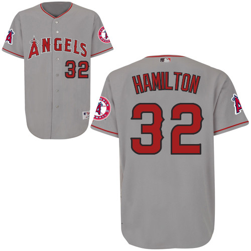 Josh Hamilton #32 mlb Jersey-Los Angeles Angels of Anaheim Women's Authentic Road Gray Cool Base Baseball Jersey